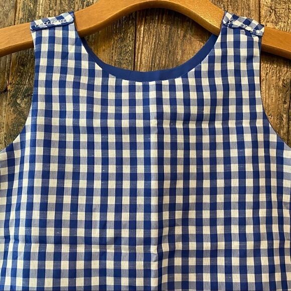 Handmade Baby Toddler Sz 1 Reversible Blue Gingham Summer Sleeveless Beach Dress - Picture 3 of 8